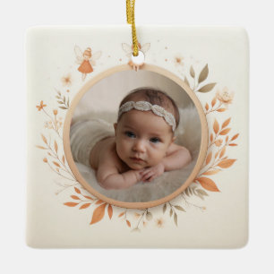Customizable Ceramic Ornament with Fairy Frame
