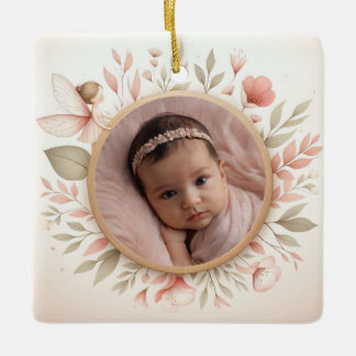 Customizable Ceramic Ornament with Fairy Frame