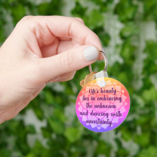 Customizable Chakra Design Inspirational Quote M Keychain