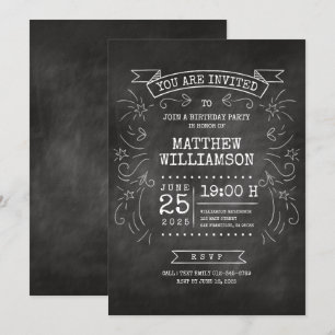 Customizable Chalkboard Birthday Invitation