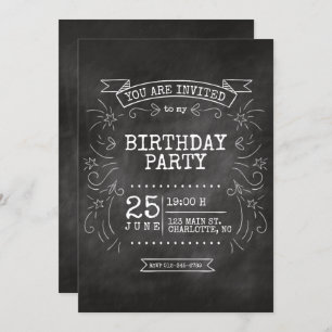 Customizable Chalkboard Birthday Invitation. Invitation