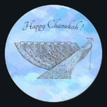 Customizable Chanukah Sticker, Small Classic Round Sticker<br><div class="desc">Similar to one of my greeting card designs,  use these stickers on envelopes,  packages and whatever you like to use stickers on. Add a festive note to your gifts,  cards,  letters,  etc.</div>