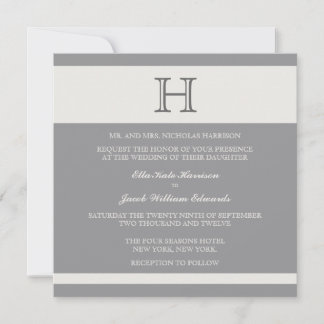 Customizable Charcoal Stripe Wedding Invitation