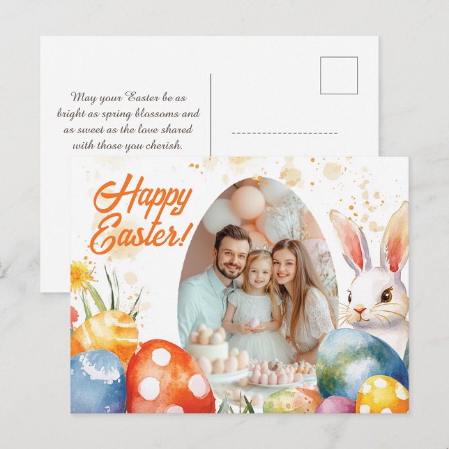 Customizable 🐇Charming Easter Memories Holiday Postcard (Front/Back)