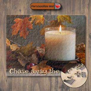 Customizable Chase Away the Gloom Autumn-Themed Jigsaw Puzzle