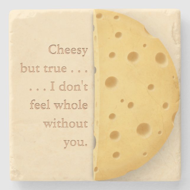 Customizable Cheesy Message Charming Cheese Lover Stone Coaster (Front)
