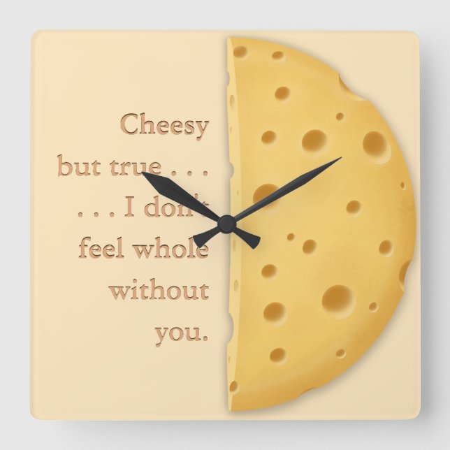 Customizable Cheesy Message Charming Trompe L'oeil Square Wall Clock (Front)