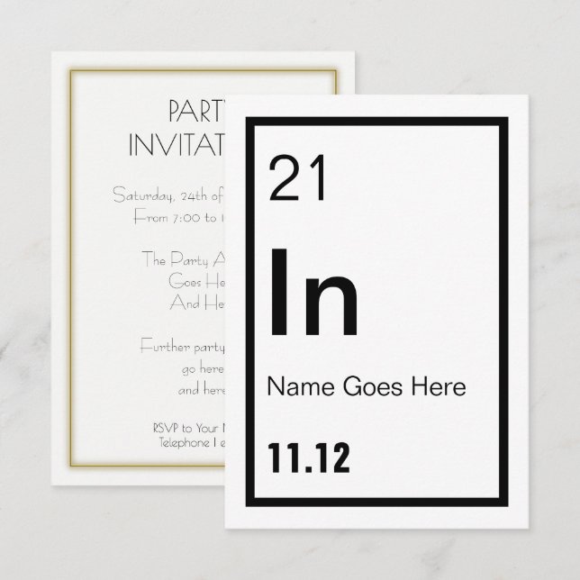Customizable Chemist Party Invitation (Front/Back)
