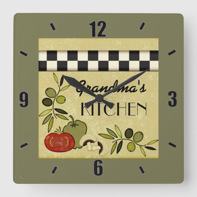 Customizable chequered kitchen wall clock (Front)