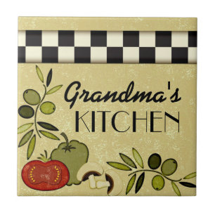 Customizable chequered kitchen wall plaque tile