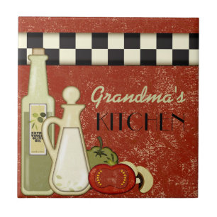 Customizable chequered kitchen wall plaque tile