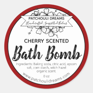 Customizable Cherry Bath Bomb Label Handmade