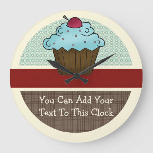 Customizable Cherry Cupcake v2 Large Clock