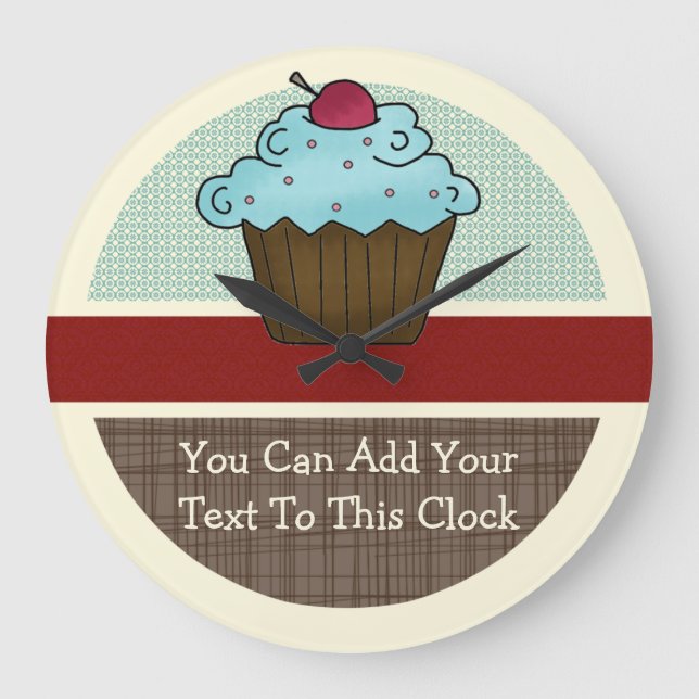 Customizable Cherry Cupcake v2 Large Clock (Front)