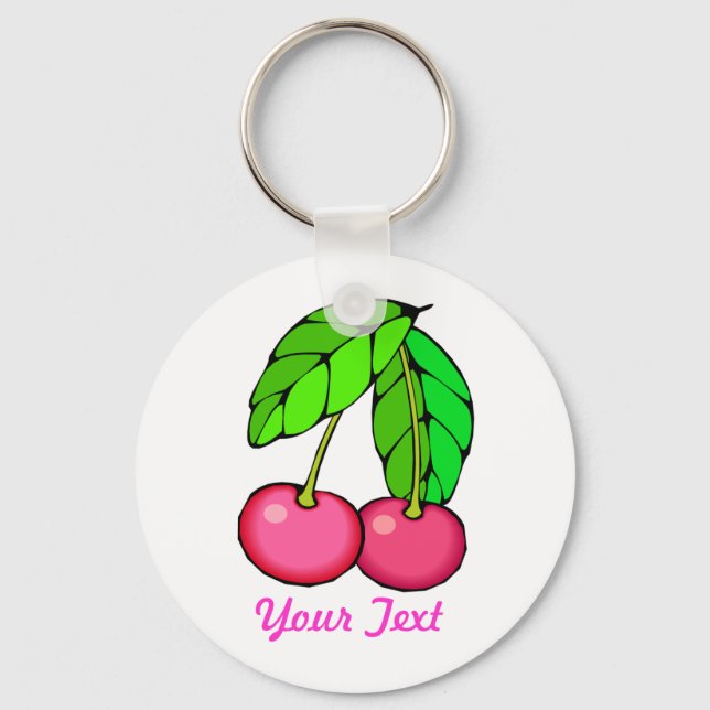 Customizable Cherry Keychain (WHITE) (Front)