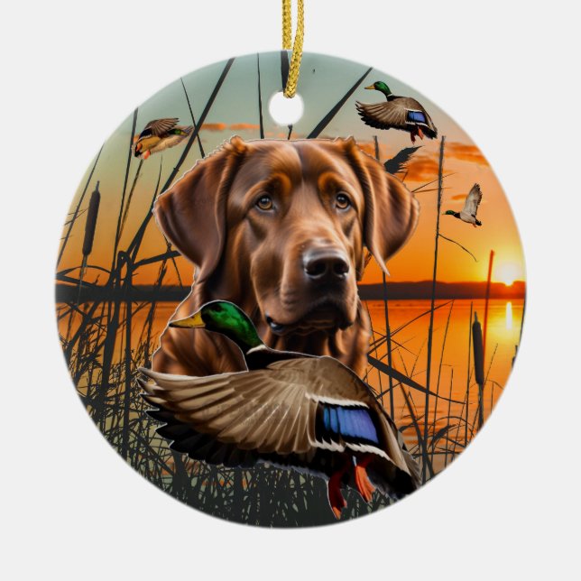 Customizable Chesapeake Bay Retriever Ceramic Ornament (Front)