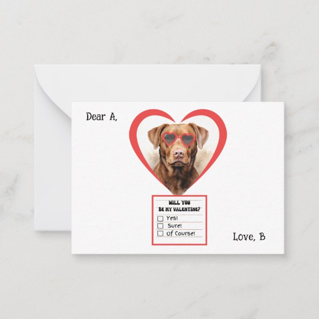 Customizable Chesapeake Bay Retriever Valentine Card (Front)