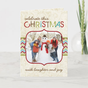 Customizable Chevron Photo Christmas Card