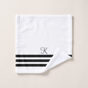 Customizable Chic Black And White Hotel Aesthetic Bath Towel Set