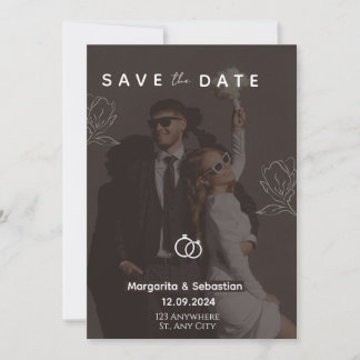 Customizable Chic Black with photo save the date Invitation