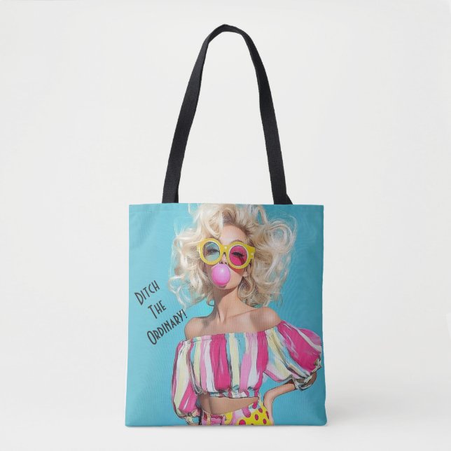Customizable Chic Blonde "Ditch The Ordinary"  Tote Bag (Front)