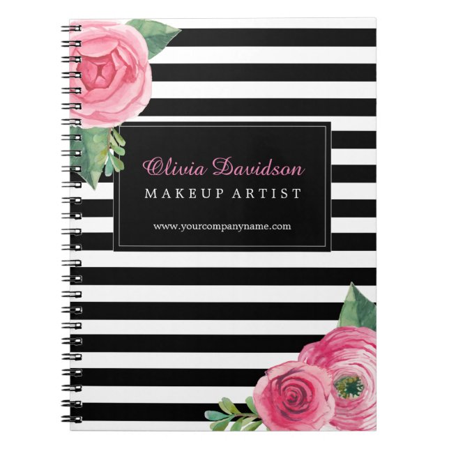 Customizable Chic Pink Roses Note Book (Front)