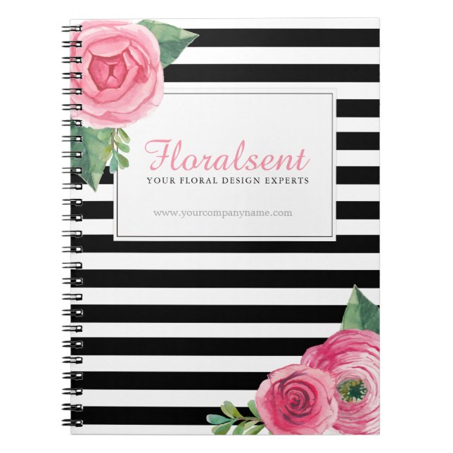 Customizable Chic Pink Roses Note Book (Front)