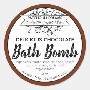 Customizable Chocolate Bath Bomb Label Handmade