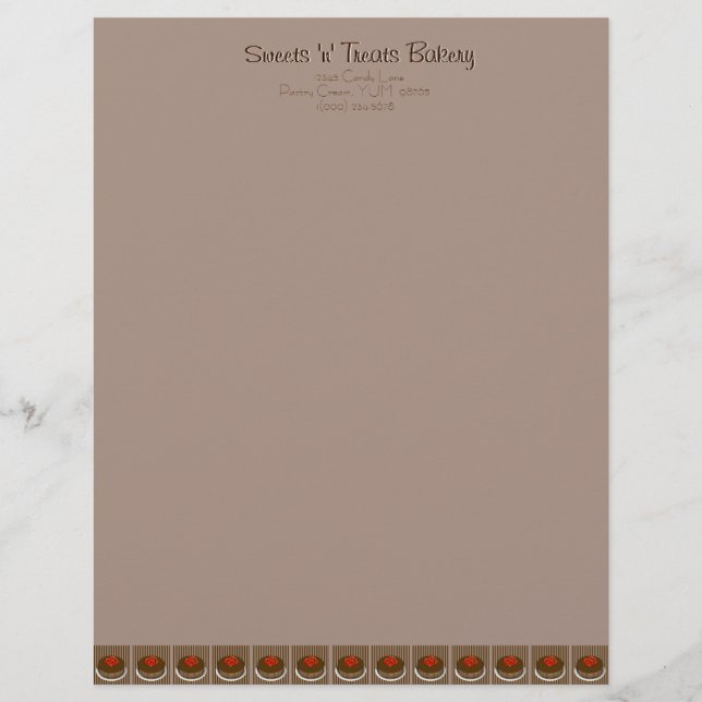 Customizable Chocolate Cake BakeryLetterhead Letterhead (Front)