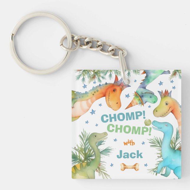 Customizable CHOMP! CHOMP! Dinosaur Keychain (Front)