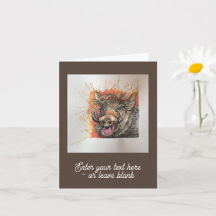 Customizable Chortling Warthog Greetings Card