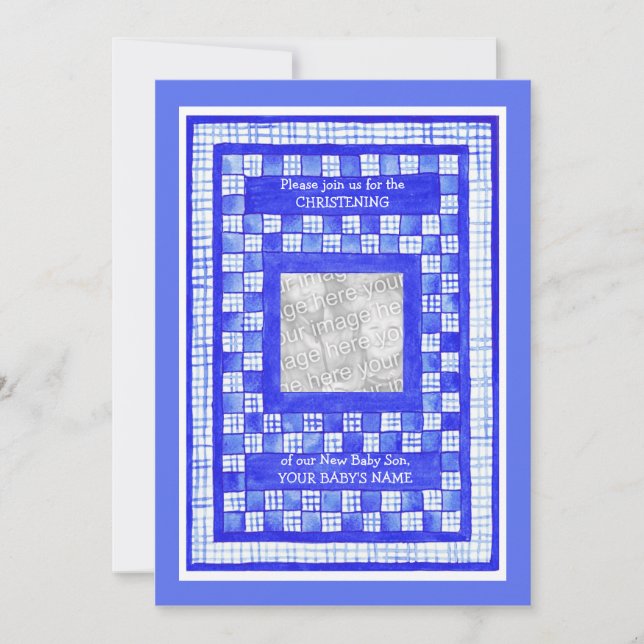 Customizable Christening Invitation Photo Card (Front)