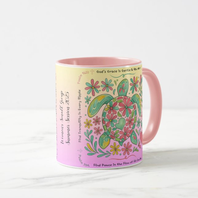 Customizable Christian Design, Sea Turtle, Pink Mug (Front Right)
