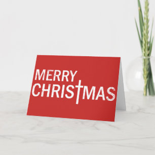 Customizable Christian Merry Christmas with Cross Card