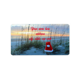 Customizable Christmas beach return address labels