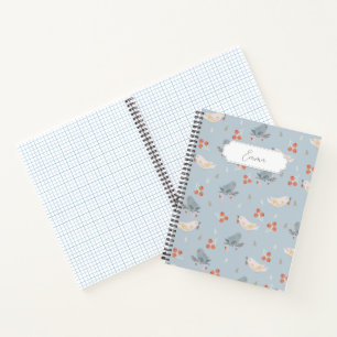 Customizable Christmas Birds Seamless Pattern Notebook