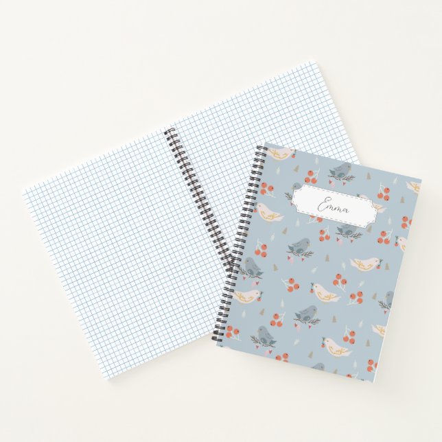 Customizable Christmas Birds Seamless Pattern Notebook (Inside)