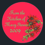 Customizable Christmas Canning Labels<br><div class="desc">Giving homemade cookies, jam, salsa, marinara, pickles, candy, fruitcake or other great food from your kitchen this holiday season? Beautiful labels can make any gift more festive. You customize these labels, from the background colour (don't like the red? change it!) to the text. Personalize to your hearts content! Choose large...</div>