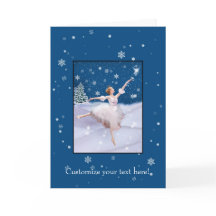 Customizable Christmas card, Ballerina and Snow