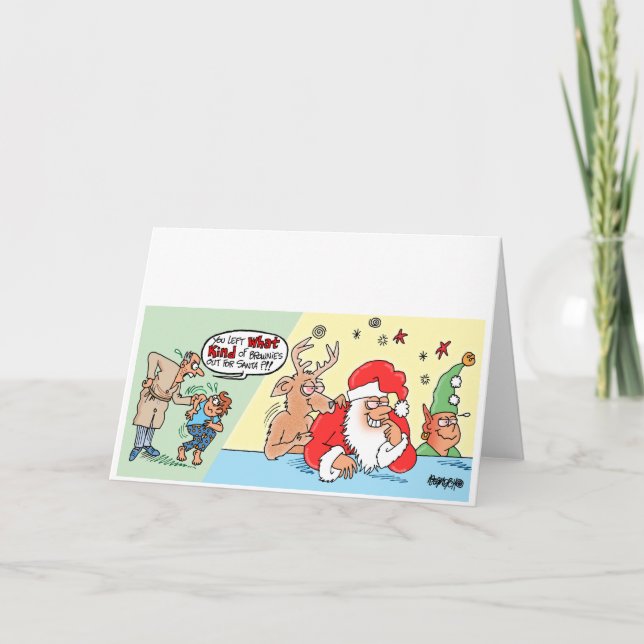 Customizable Christmas Card features stoned Santa (Front)