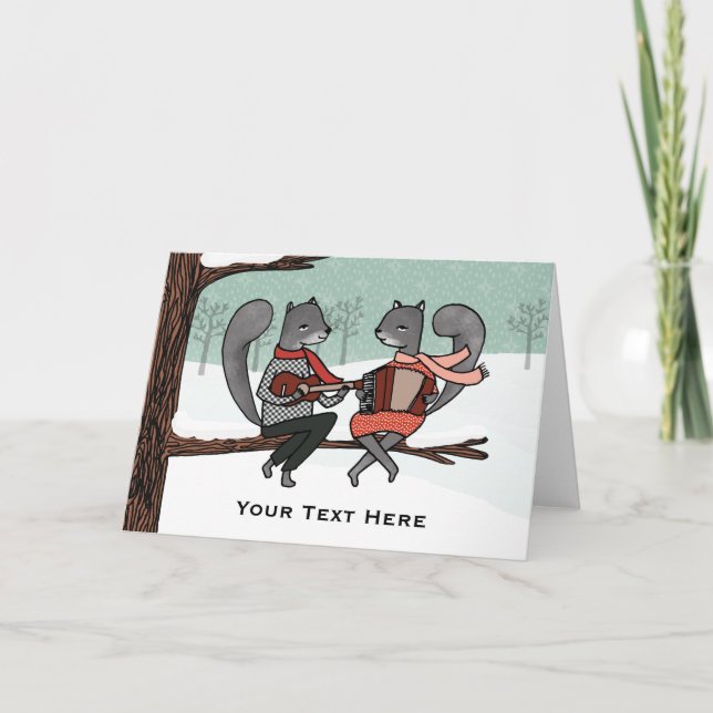 Customizable Christmas Card - Musical Squirrels (Front)