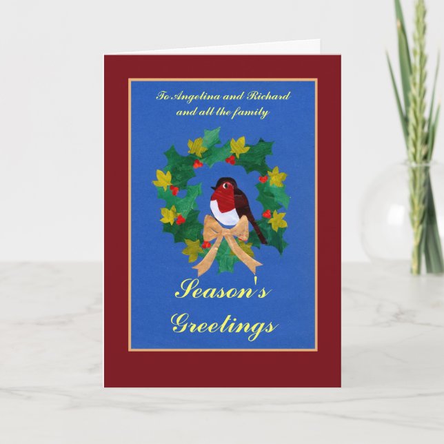 Customizable Christmas Card - Robin Redbreast (Front)