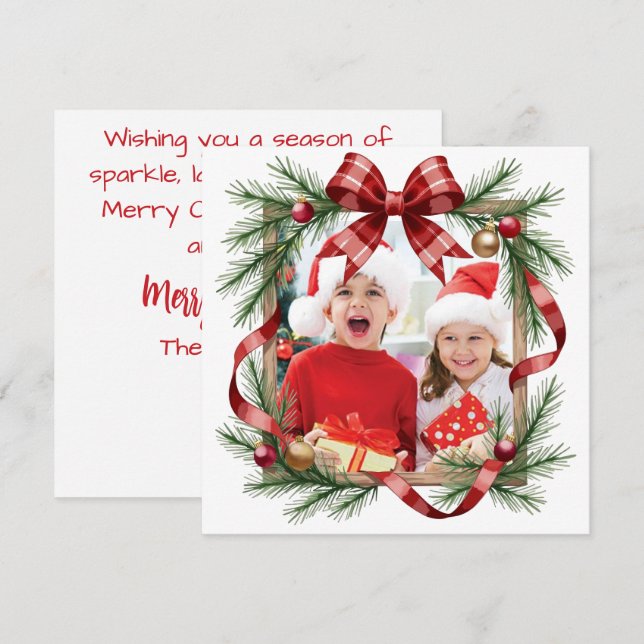 Customizable Christmas Card with Pine Frame  (Front/Back)