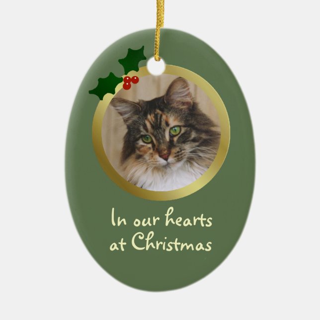 Customizable Christmas Cat Memorial Ornament (Front)