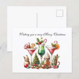 Customizable Christmas cocktail Festive Holiday Postcard