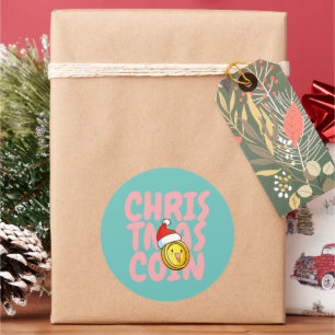 Customizable Christmas Coin Classic Round Sticker