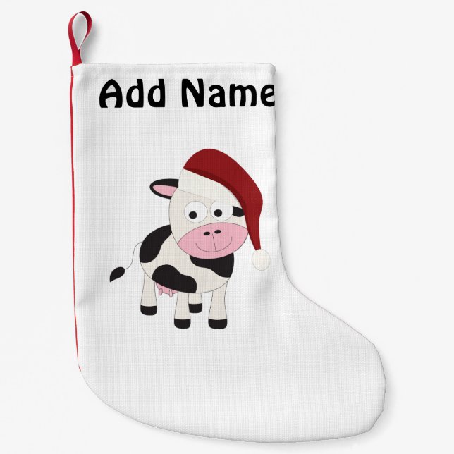 Customizable Christmas Cow Small Christmas Stocking (Front)