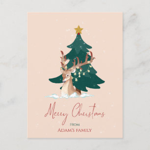 Customizable Christmas deer Holiday Postcard