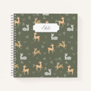 Customizable Christmas Deer Seamless Pattern Notebook
