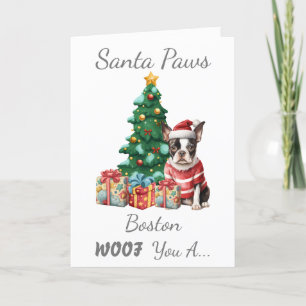 Customizable Christmas Dog Boston Terrier Holiday Card
